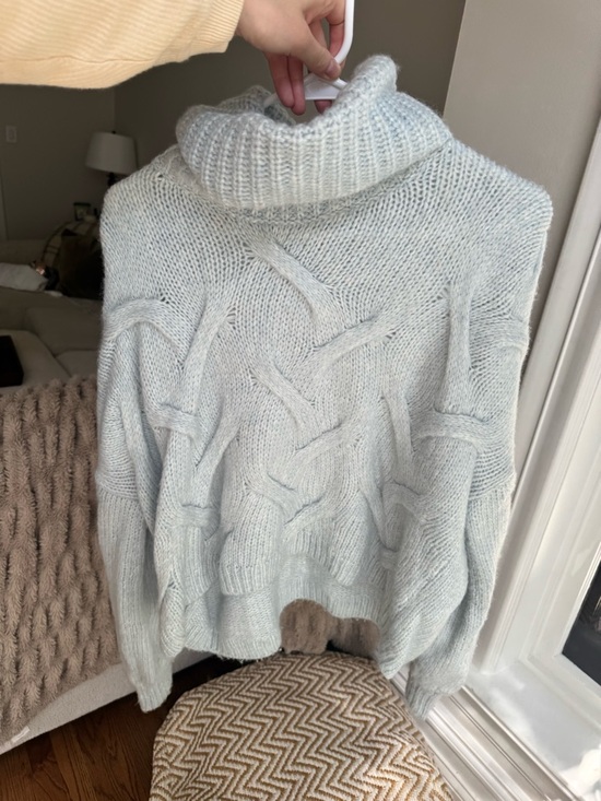 Madewell Sweaters - Madewell Cozy Cable Knit Turtleneck Sweater - Light Blue M